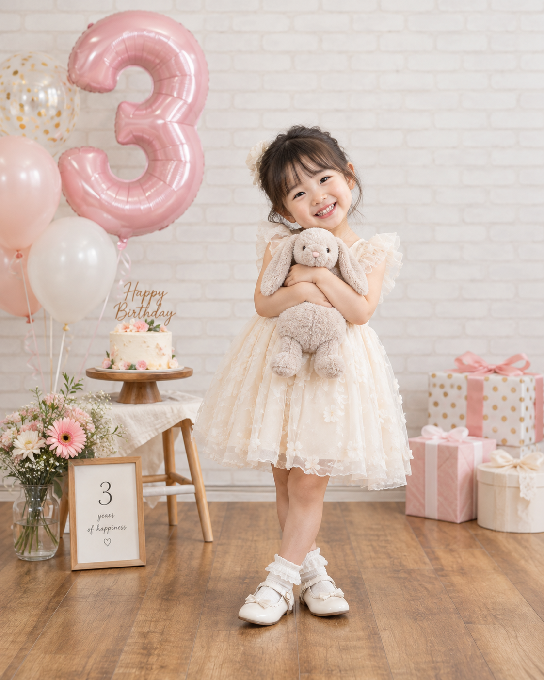 キッズと誕生日の記念写真